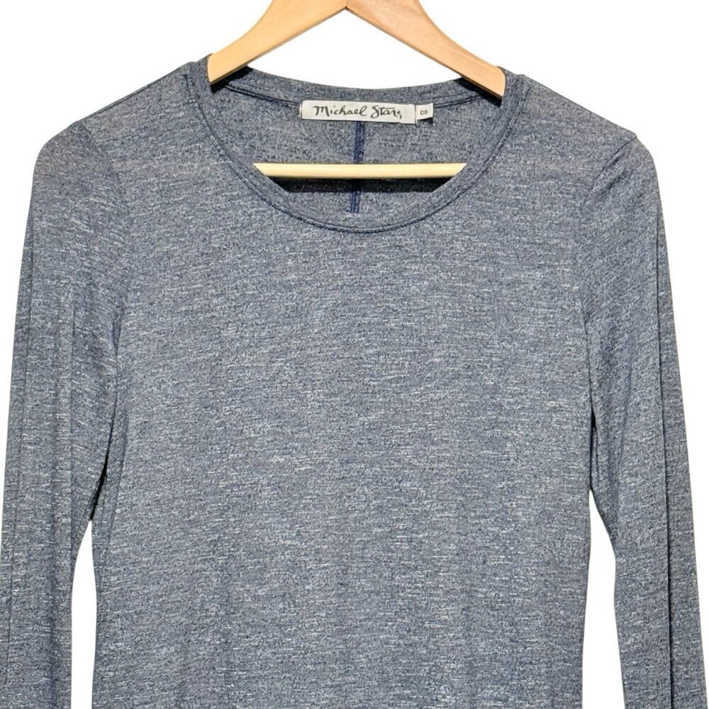 MICHAEL STARS Brooklyn Jersey Blue Casual Womens Crewneck Top One Size / Small - Picture 2 of 8
